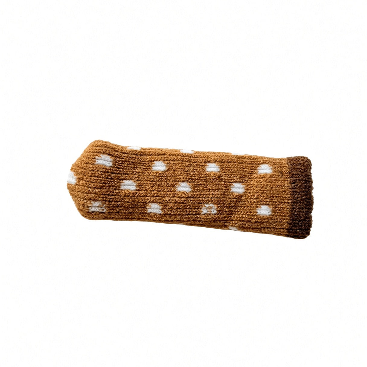 Handlush Tan Polka Dot Knit Handle Sleeve, Patterned Fabric Cover for Door & Cabinet Handles