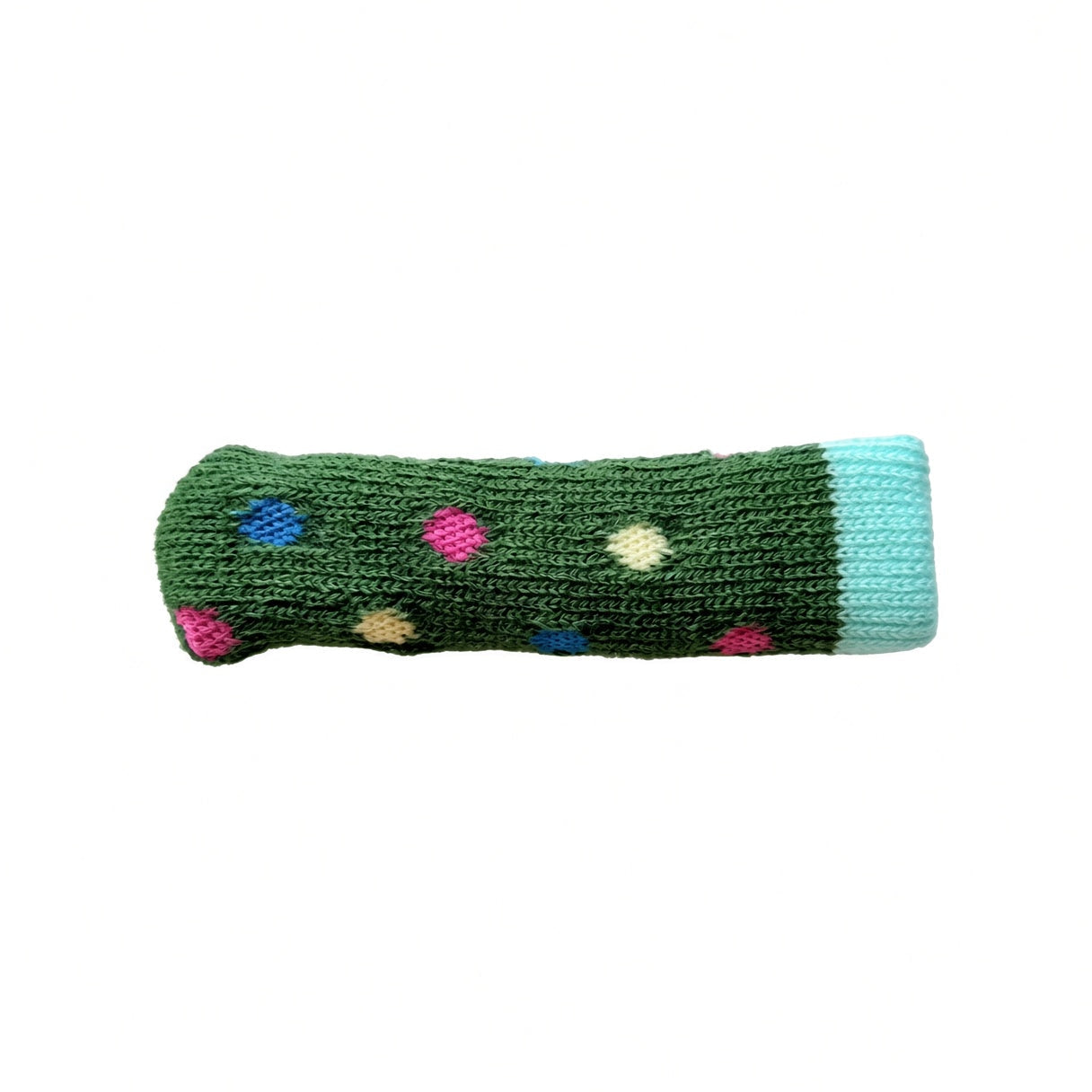 Handlush Green Polka Dot Knit Handle Sleeve, Patterned Fabric Cover for Door & Cabinet Handles