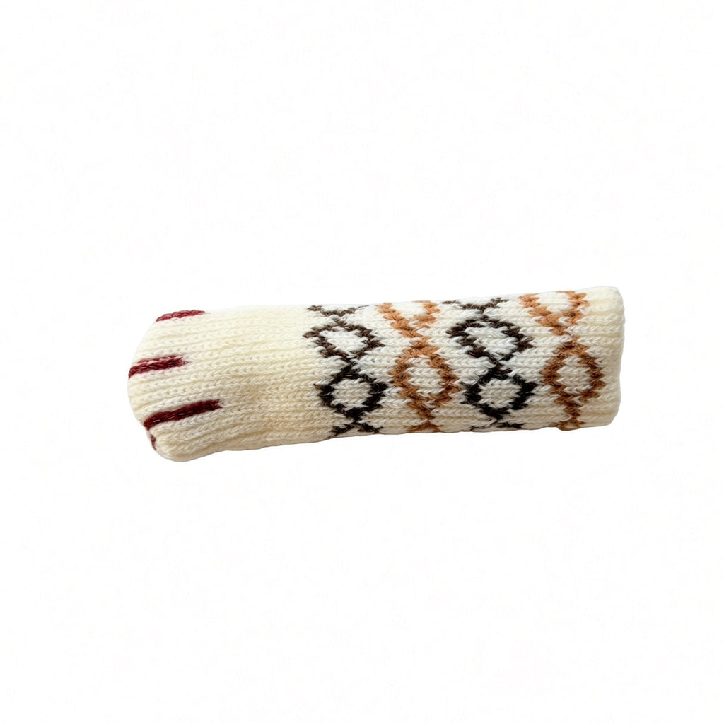 Handlush Cream Patterned Knit Handle Sleeve, Fair Isle Fabric Cover for Door & Cabinet Handles