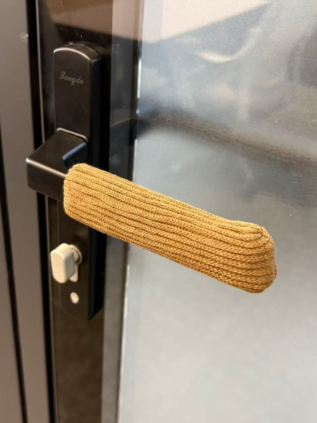 Handlush Brown Knit Handle Sleeve, Solid Fabric Cover for Door & Cabinet Handles
