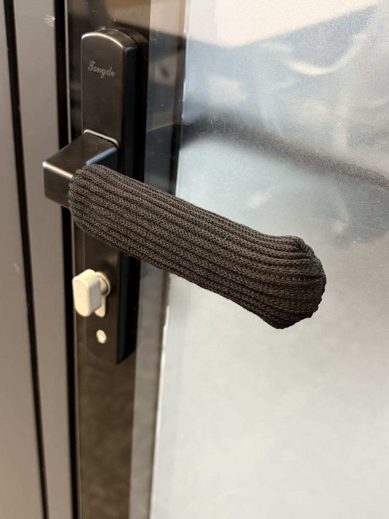 Handlush Black Knit Handle Sleeve, Solid Fabric Cover for Door & Cabinet Handles